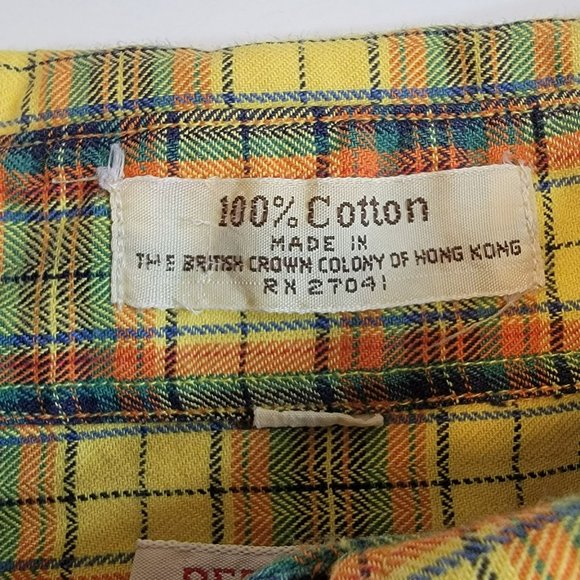 Red Coach Shop at Sakowitz Shirt, Men S, Yellow, Orange &Blue Plaid Flannel, EUC - Picture 5 of 10